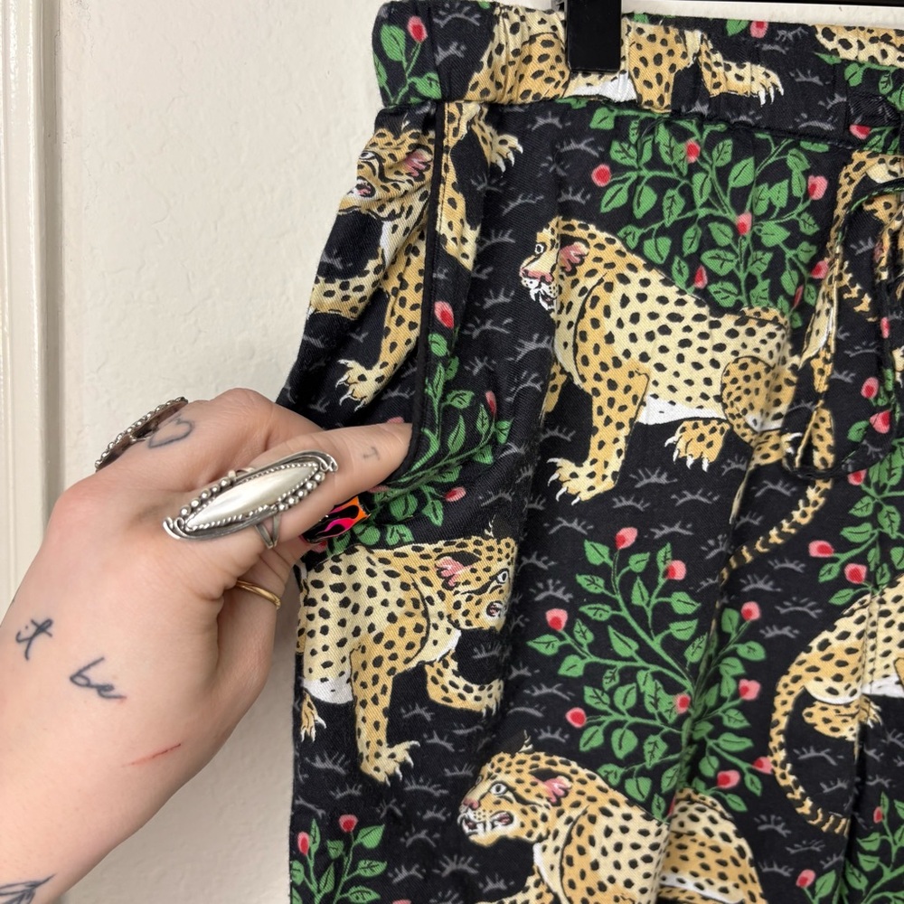 Printfresh Black and Cream Leopard Print Pants - Picture 3 of 13